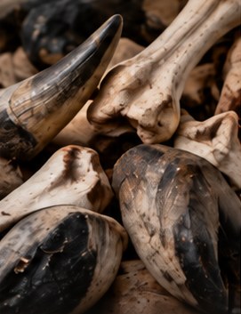 Cattle horns, hooves and bones